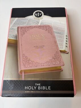 King James Version Holy Bible  Pink Faux Leather cover Gilt edge Large Print NWT